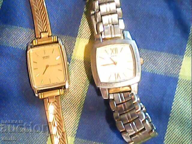 2 camere, Seiko placat cu aur vechi, funcționează, fără baterie, damasc