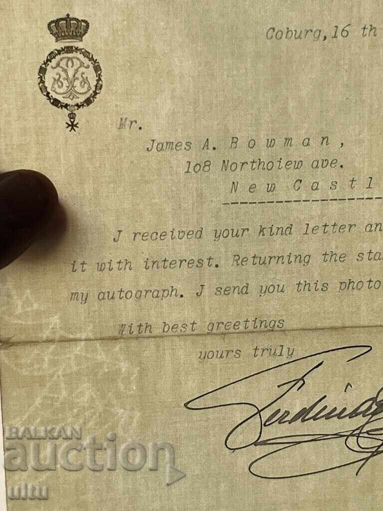 Παράδοση Βουλγαρία, Τσάρος Φερδινάνδος, υπογραφή+φάκελος+φωτογραφία, προς ΗΠΑ, 1947