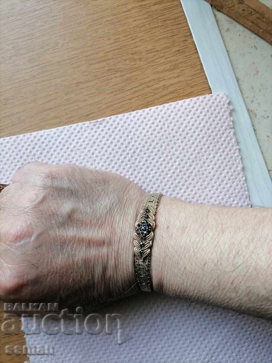 стара сребърна гривна с дълбока позлата с 13 натурални сапфи - 5