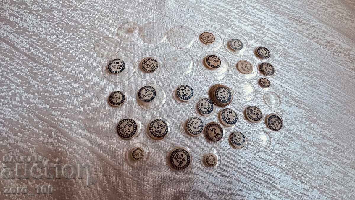 Piese de ceasornicărie, sticle Cristale 35 bucăți Piese de ceasornicărie, sticle Cristale 35 bucăți