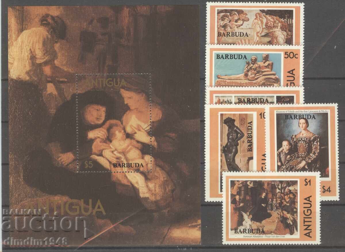 Antigua - Artă maeștri mondiali - serie completă și bloc