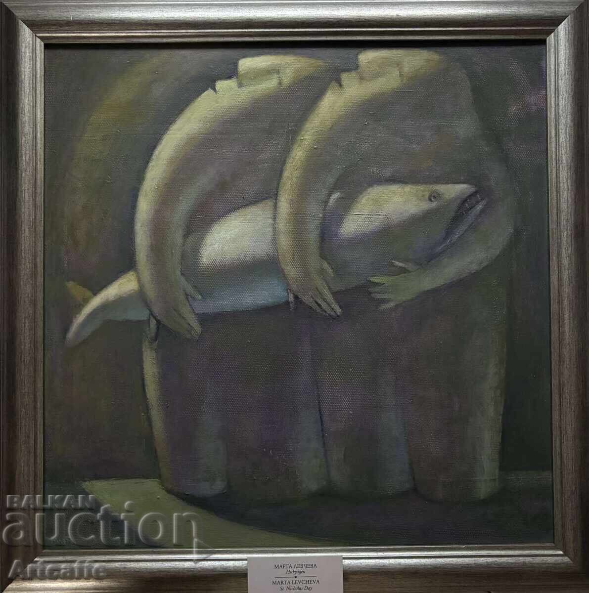 Marta Levcheva - Saint Nicholas Day, oil painting on canvas, framed