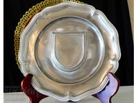 Калаена чиния за снимка и гравиране,калаена сватба.