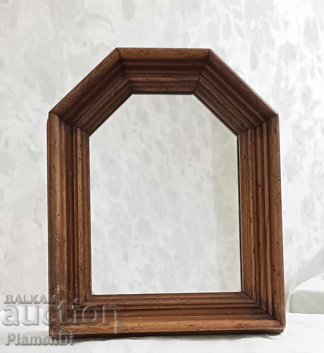 Винтидж кутия за ключове, масив дъб, огледало, месингов обко