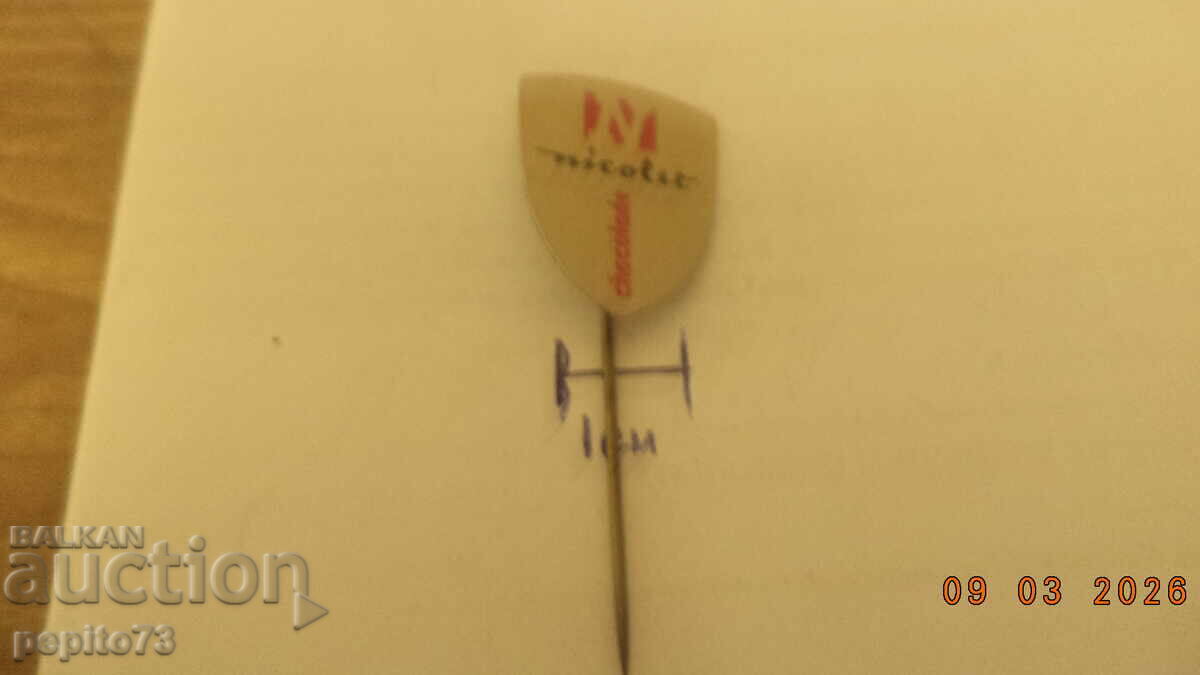 Διαφημιστική κονκάρδα, Nicolet, μάρκα σοκολατένιων προϊόντων με τιμή € 0.50 | 0.98 BGN