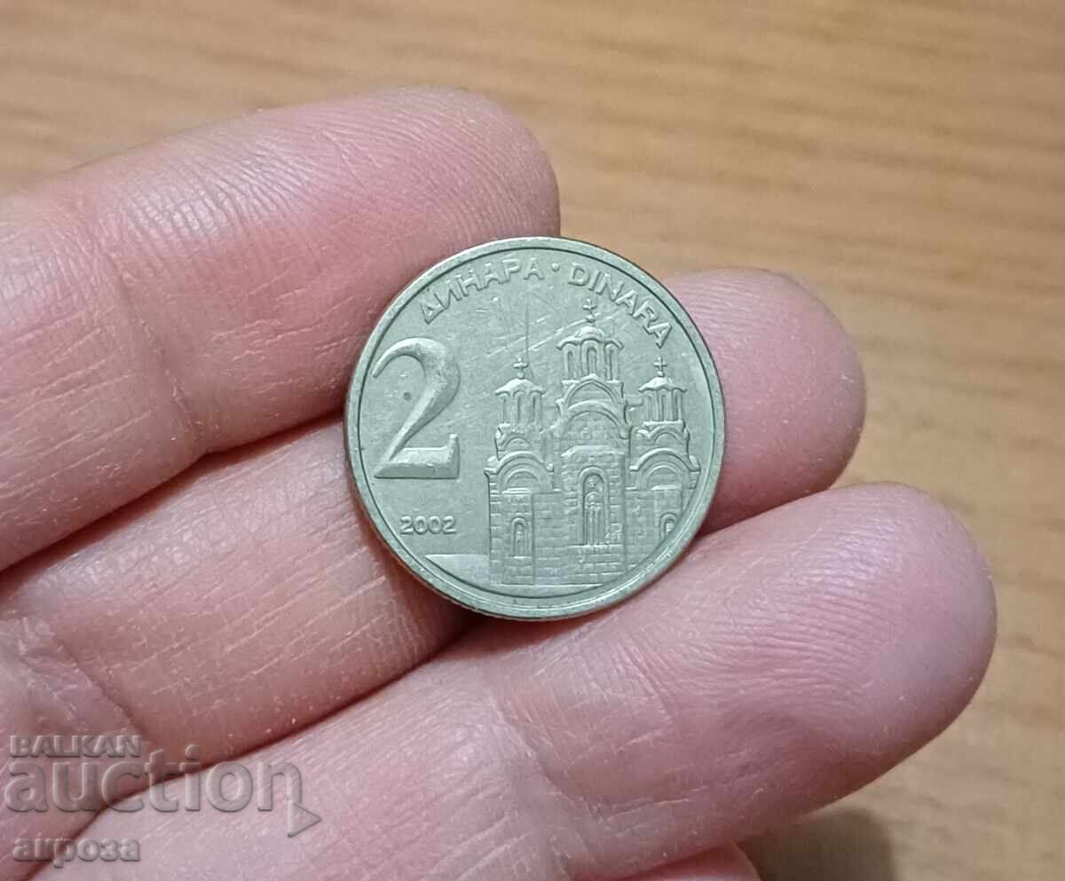 2 dinari Iugoslavia 2002