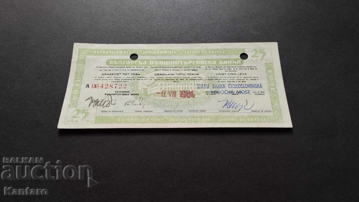 Cec de călătorie - 25 BGN - taxe poștale plătite - ; BNB; în oval – rar cu preț € 8.00 | 15.65 BGN Cec de călătorie - 25 BGN - taxe poștale plătite - ; BNB; în oval – rar cu preț € 8.00 | 15.65 BGN