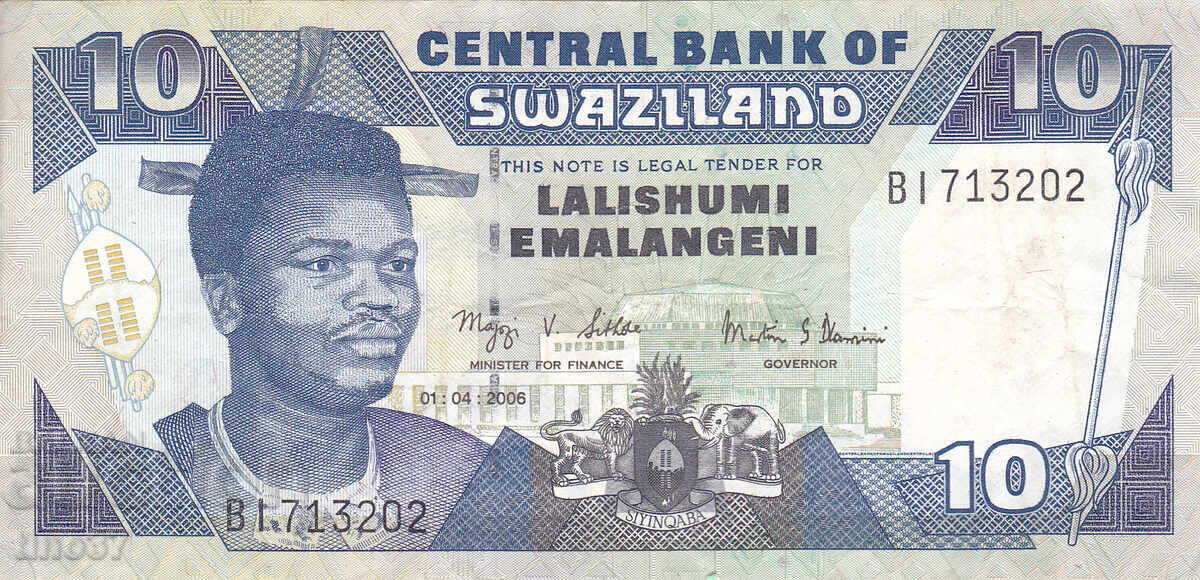 tino37- SWAZILAND /ESWATINI/- 10 EMALANGENI - 2006 cu preț € 6.90 | 13.50 BGN