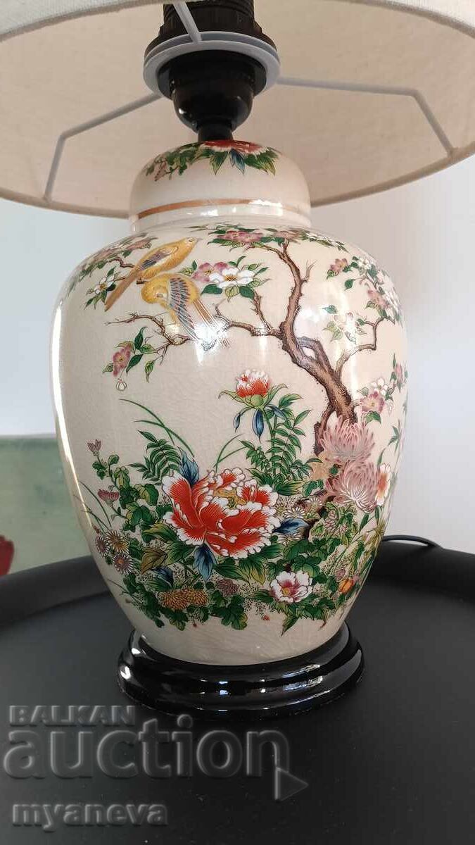 Livrarea Lampă de birou vintage cu bază din porțelan în stil asiatic