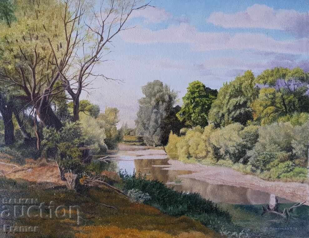 Licitație Petăr Momchilov Vară lângă Râu 2022 pictură în ulei pe pânză