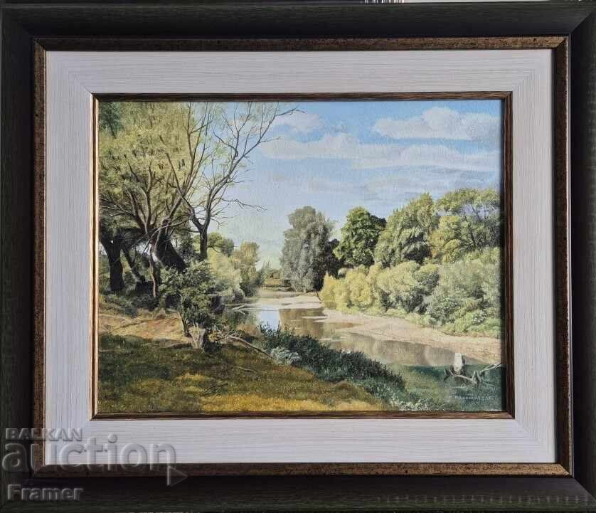 Petăr Momchilov Vară lângă Râu 2022 pictură în ulei pe pânză