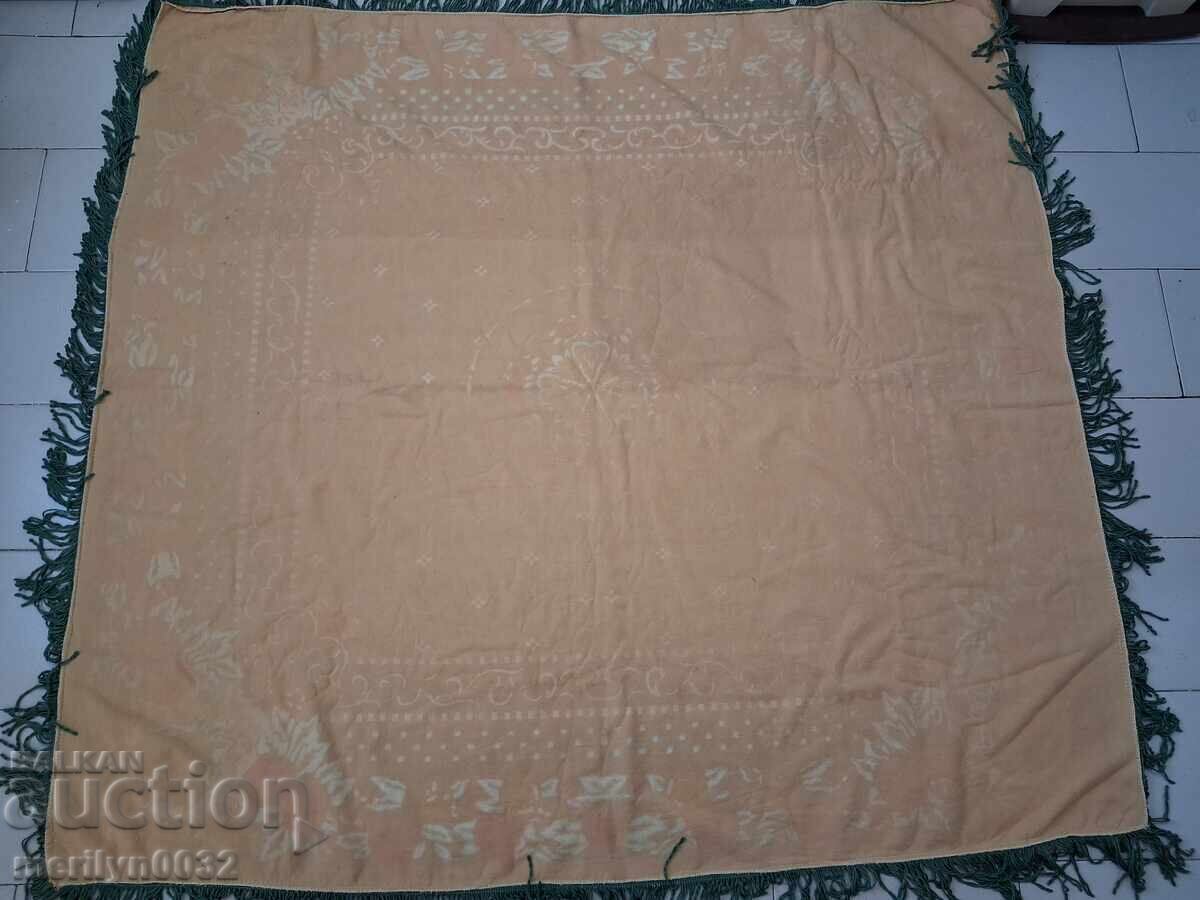 Πολύχρωμο τραπεζομάντιλο βελούδο από τη σοσιαλιστική περίοδο (NRB, ΕΣΣΔ) 150/140εκ - 7