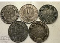5 bucăți Belgia 10 centime 1861, 1894 DER BELGEN monede rare