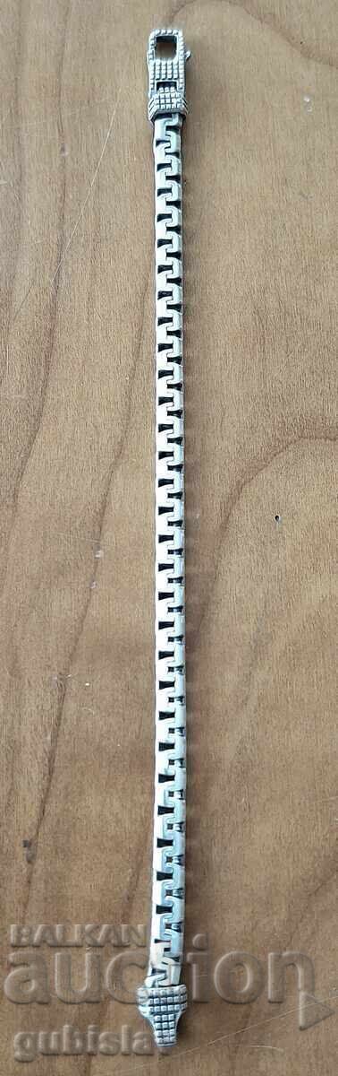 Аукцион Сребърна гривна, 0.925, Made in Italy, 21.39 гр.