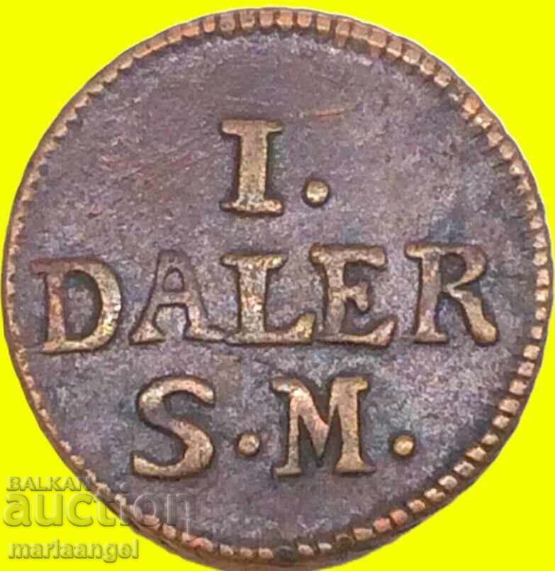 Suedia 1 Daler 1716 Carol XII Cupru - 7