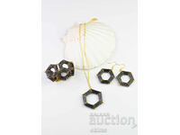 Геометричен блясък - комплект гривна, колие и обеци