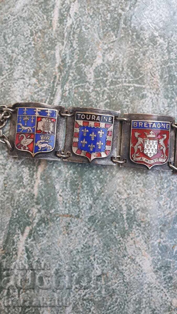 German silver-plated bracelet with crests - 5