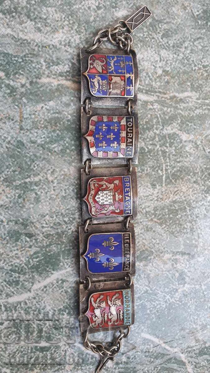 German silver-plated bracelet with crests - 6
