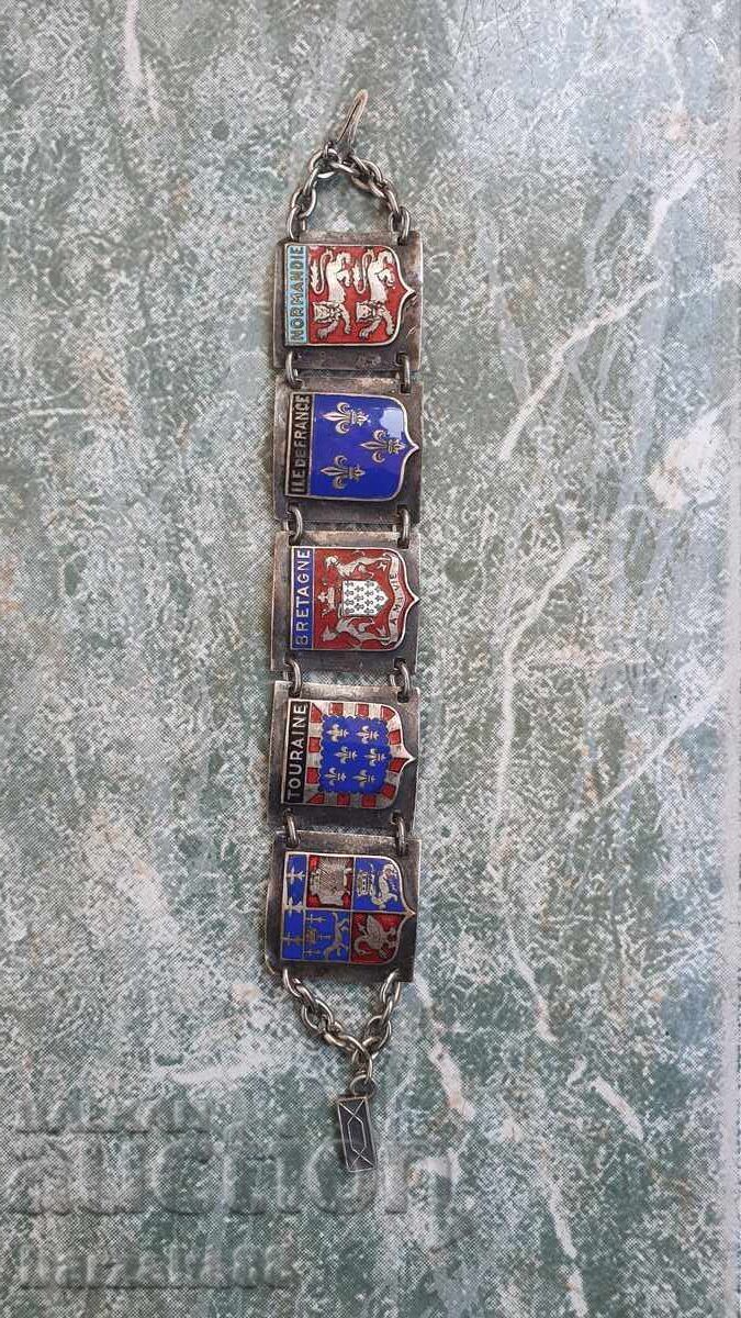 German silver-plated bracelet with crests