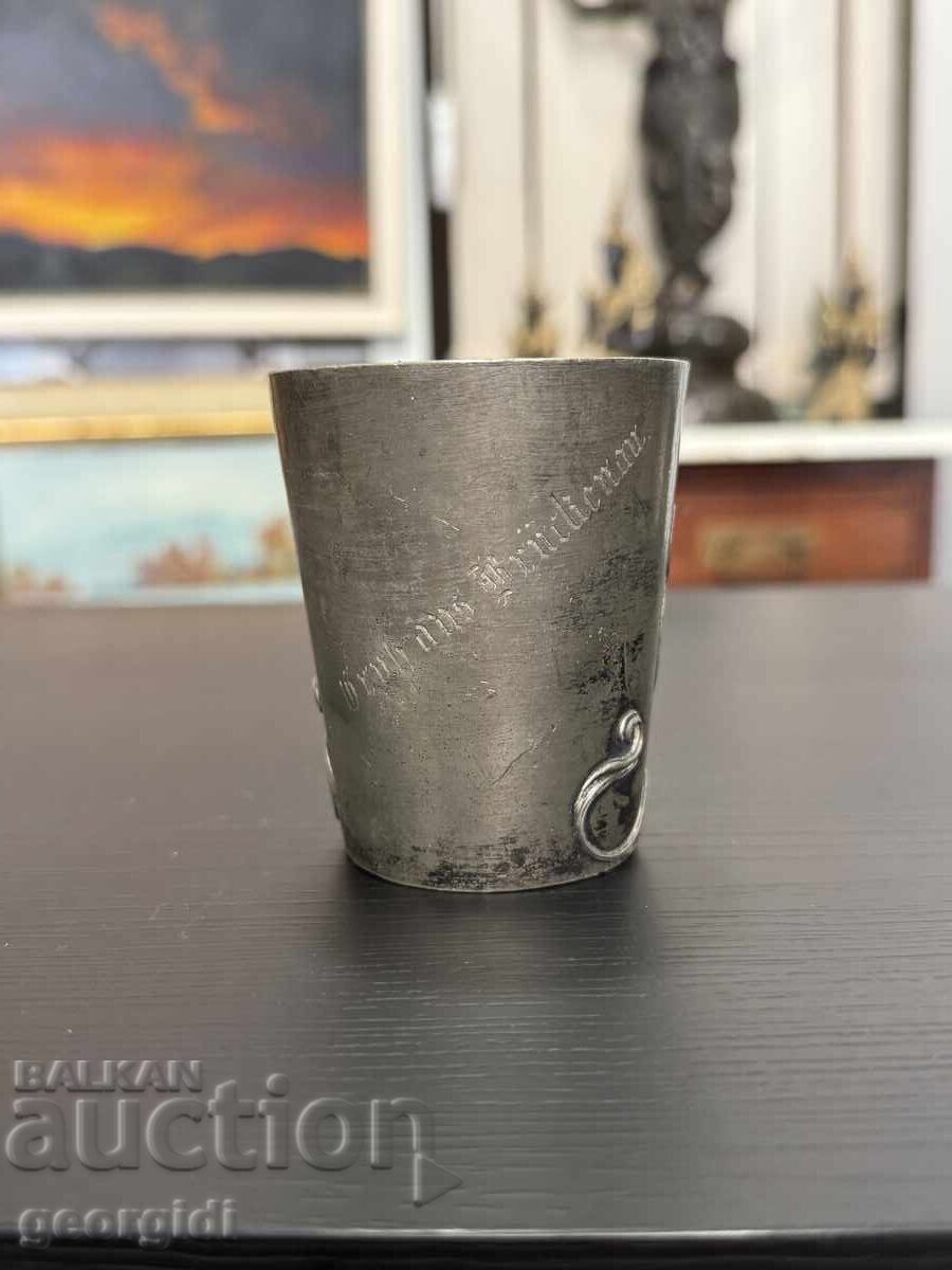 Livrarea Vechi cană de tablă - Art Nouveau sec. XIX - XX. Nr. 7936