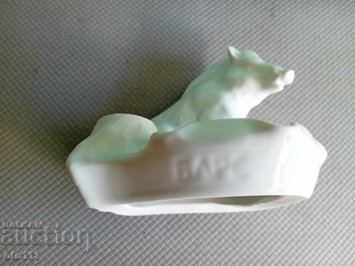 VECCHIO PORTACENERE IN PORCELLANA FIGURINA CINGHIALE -BLRS - ISIS - 7