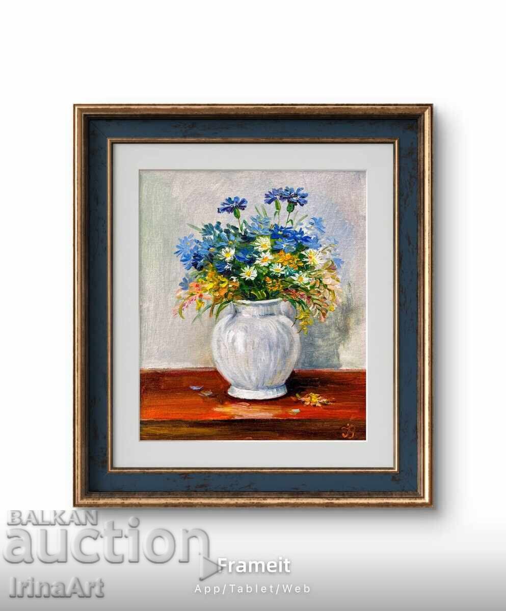 Auction BZTS! Bouquet with cornflowers and forget-me-nots. I. Vodyana. Oil + Certificate Auction BZTS! Bouquet with cornflowers and forget-me-nots. I. Vodyana. Oil + Certificate