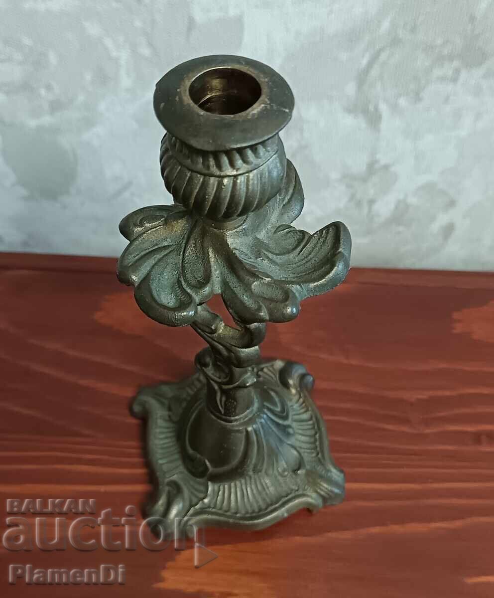 Suport de lumânări vintage, decorativ, din bronz/alamă - 6