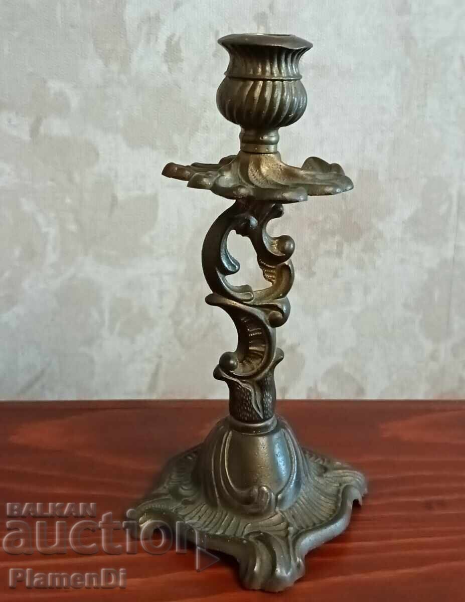 Suport de lumânări vintage, decorativ, din bronz/alamă