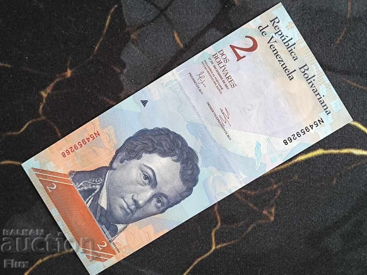 Bancnotă - Venezuela - 2 bolivari UNC | 2012 Bancnotă - Venezuela - 2 bolivari UNC | 2012