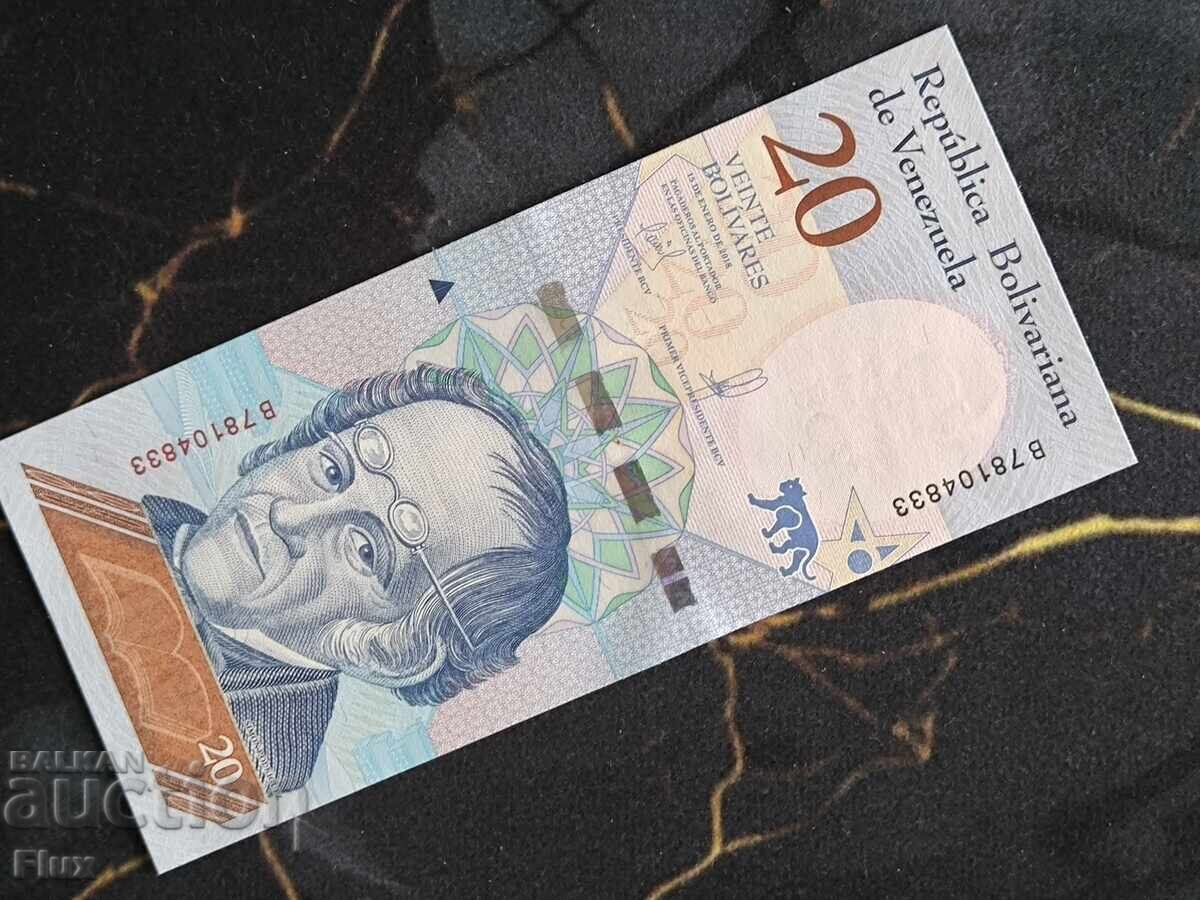 Bancnota - Venezuela - 20 bolivari UNC | 2018
