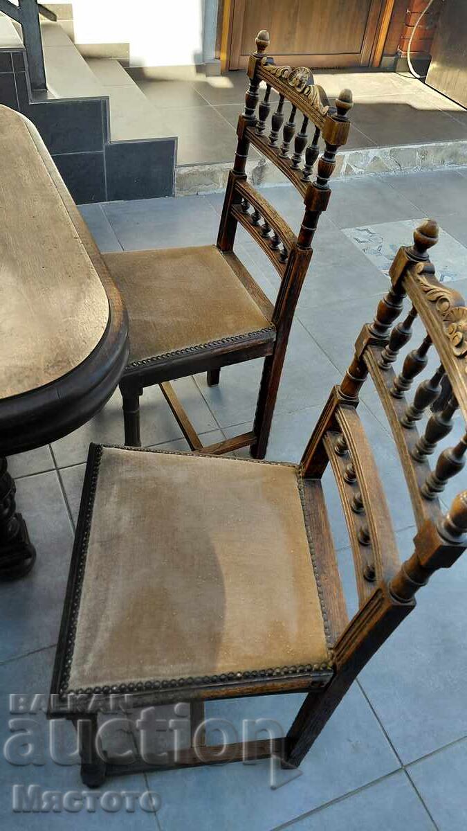 Стара маса 4 стола. - 5