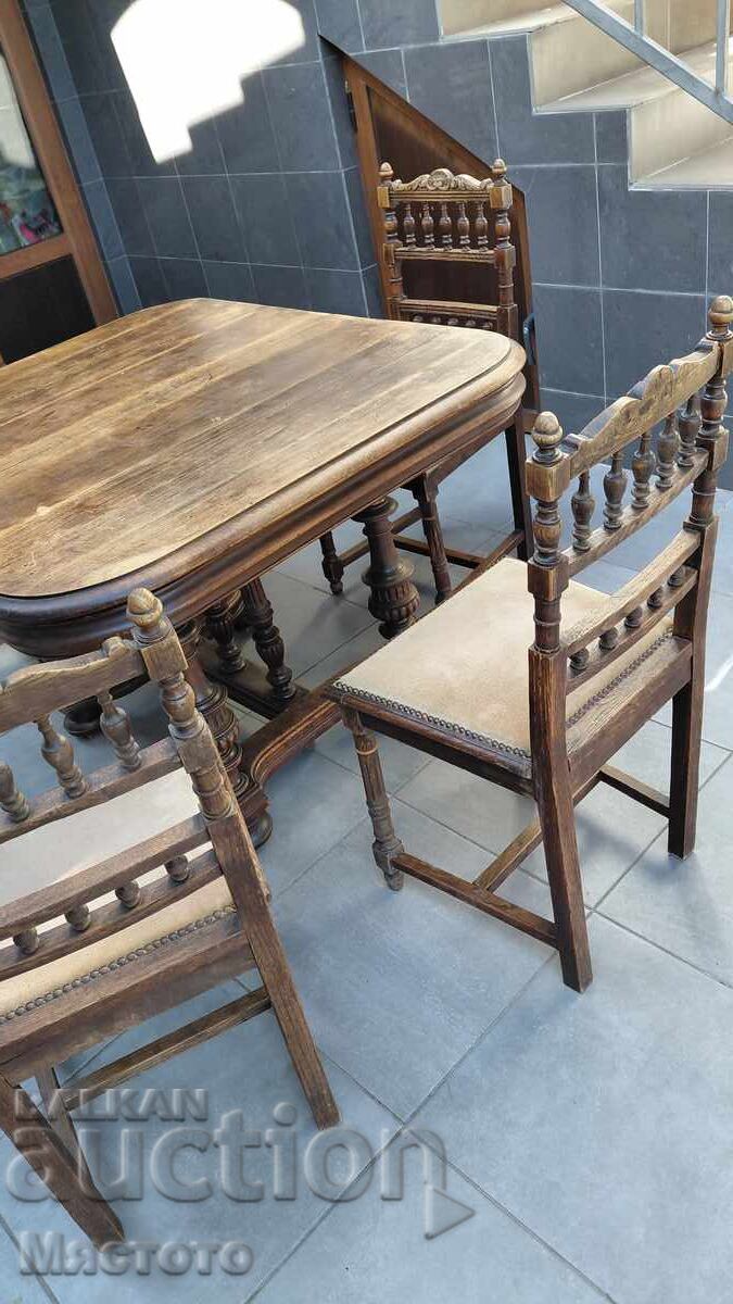 Стара маса 4 стола. - 6