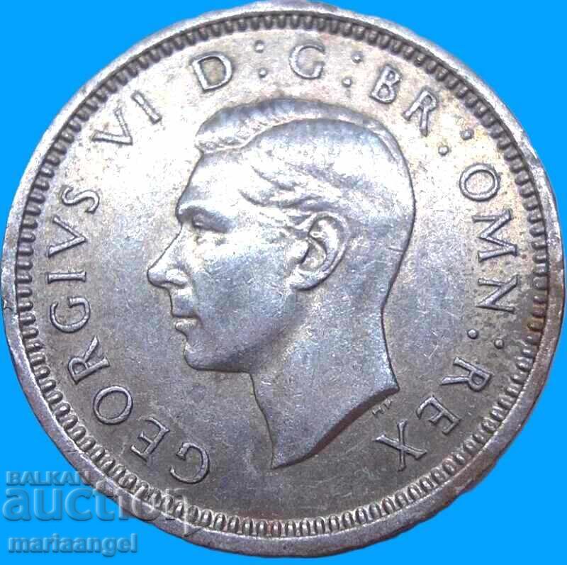 Marea Britanie 3 pence 1938 George VI argint - 6