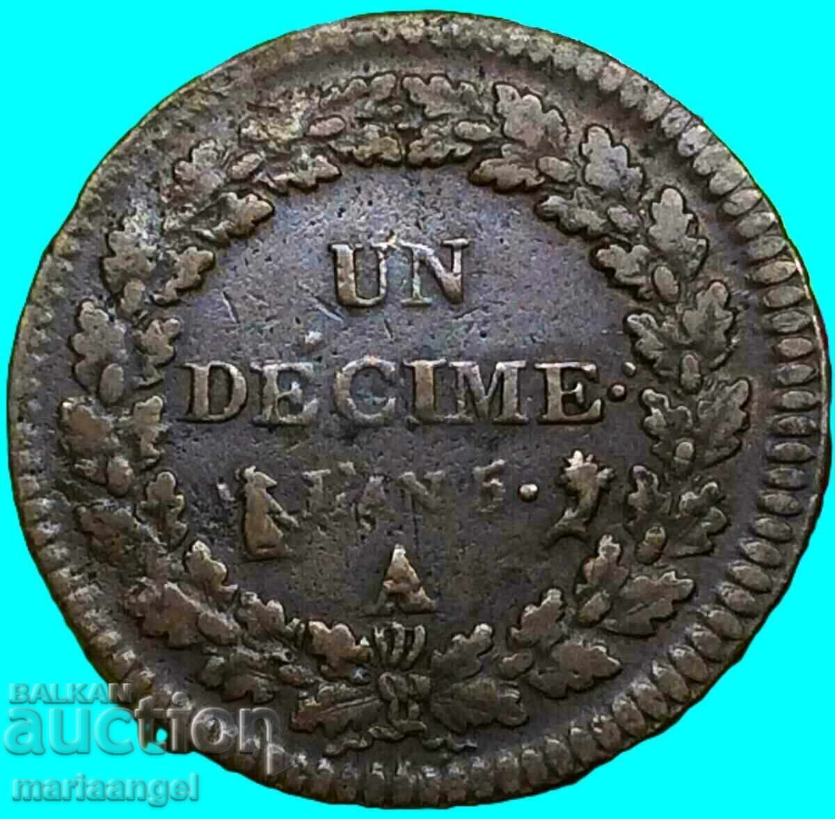 Franța 1 Decim LaN 6 (1797-1798) 20,25 g Bronz - 6