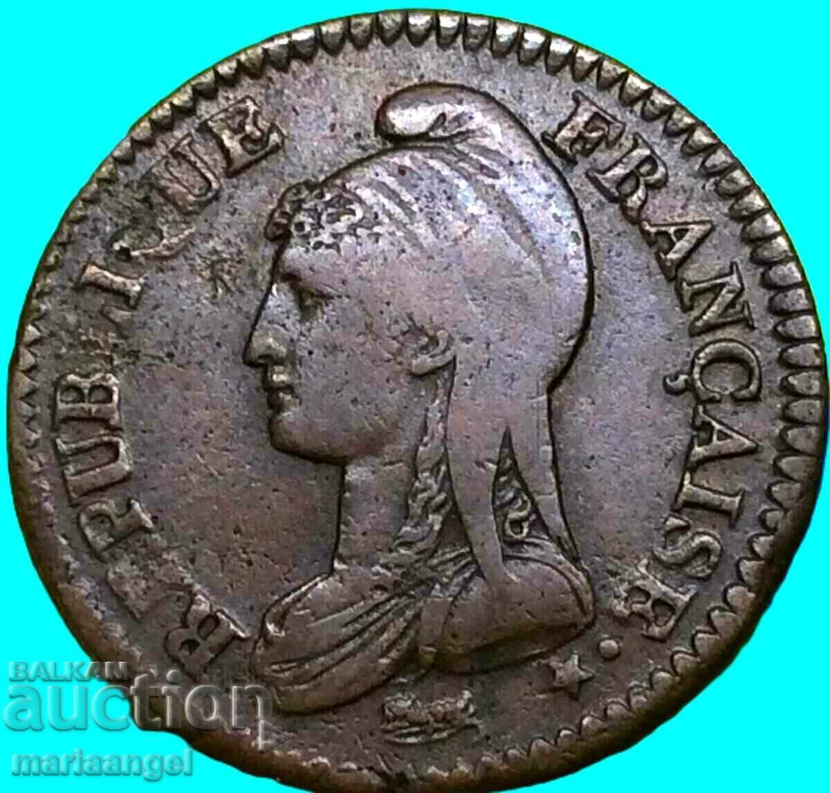 Franța 1 Decim LaN 6 (1797-1798) 20,25 g Bronz Franța 1 Decim LaN 6 (1797-1798) 20,25 g Bronz