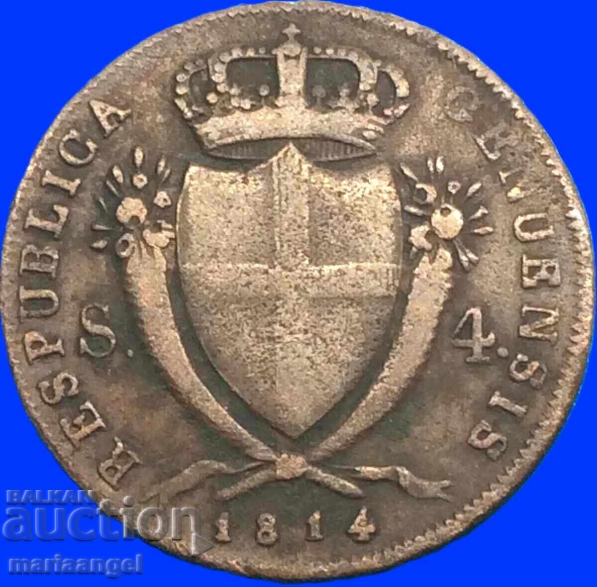 4 soldi 1814 Republica Genoveză Italia argint - 6