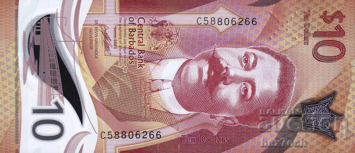 ❤️ ⭐ Barbados 2024 10 dolari UNC nouă ⭐ ❤️ cu preț € 15.99 | 31.27 BGN