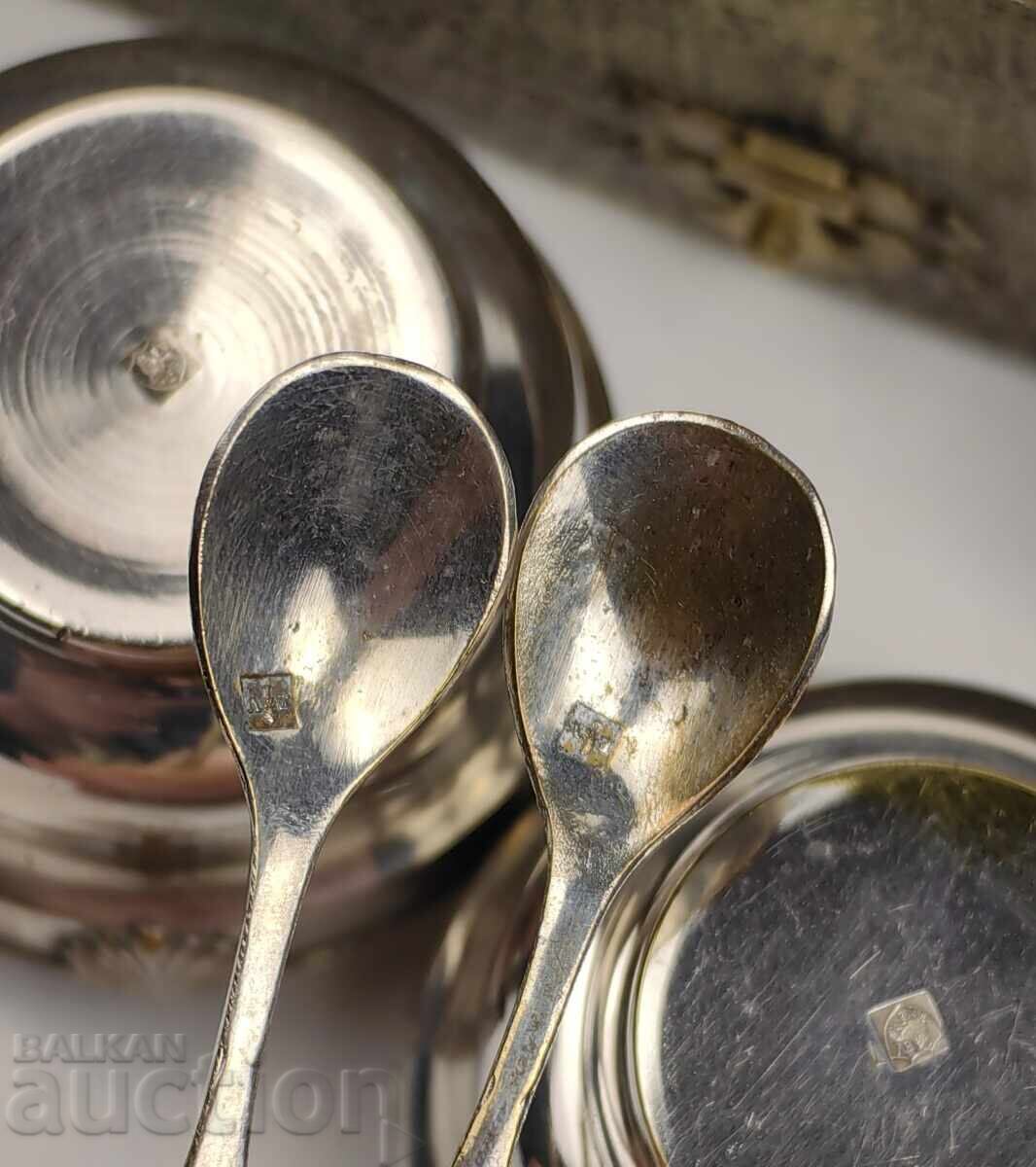 Livrarea Set de condimente argintat, marcat, pentru sare și piper, cutie