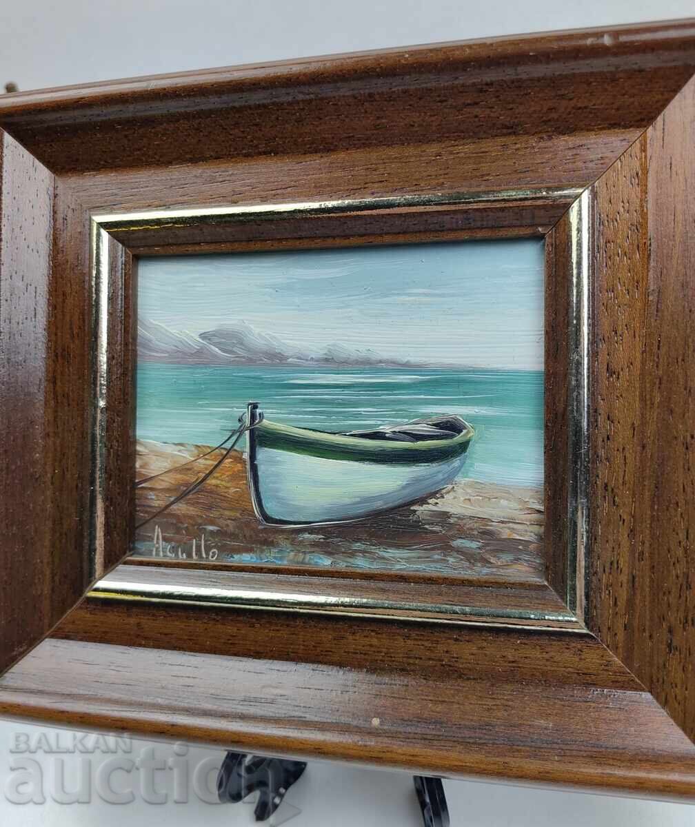 Auction  SMALL PAINTED OIL PAINTING OIL LANDSCAPE FRAME