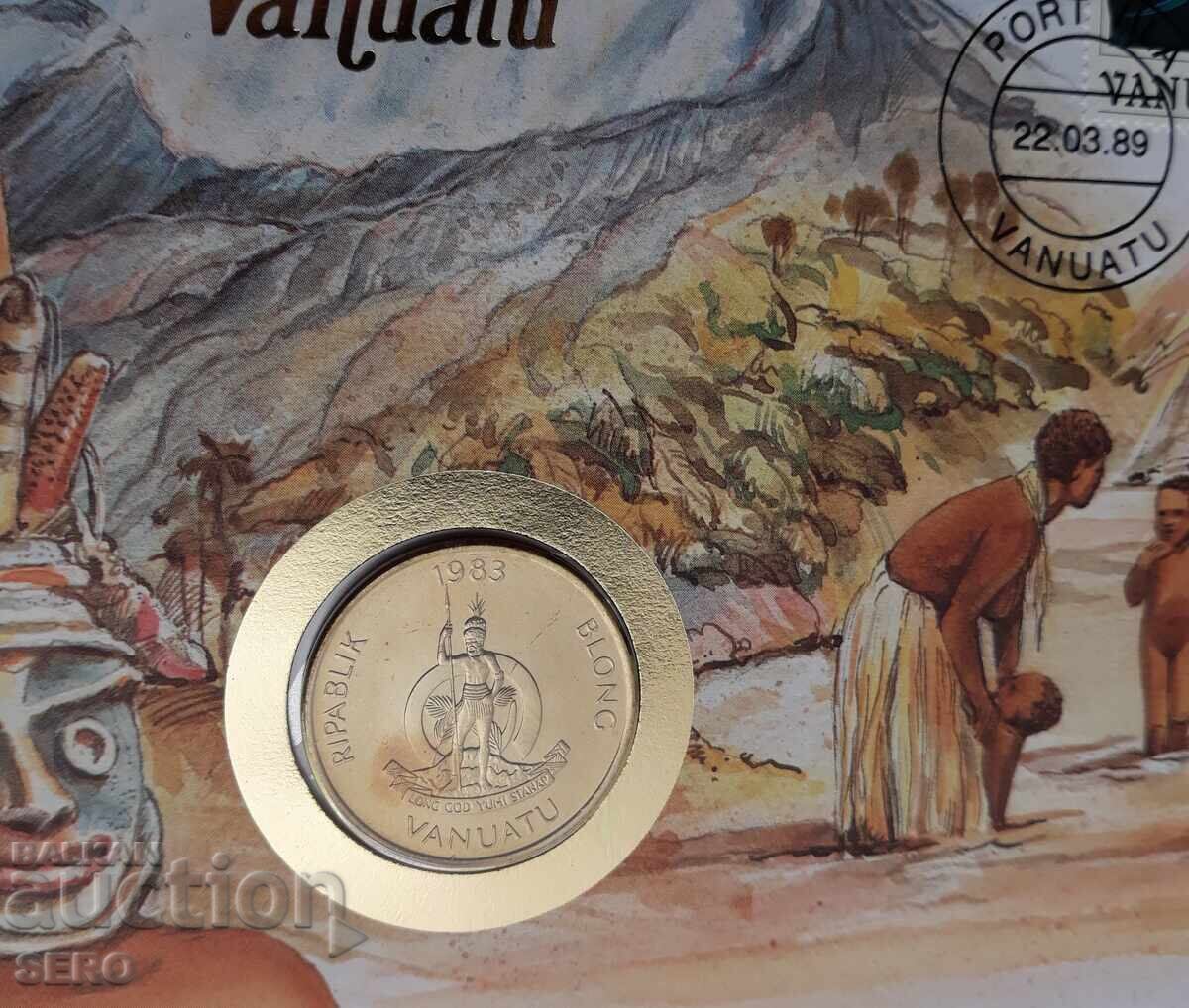 Νησί Βανουάτου - 20 βατού 1983 και ταχυδρομικό γραμματόσημο σε όμορφο φάκελο με τιμή € 6.00 | 11.73 BGN