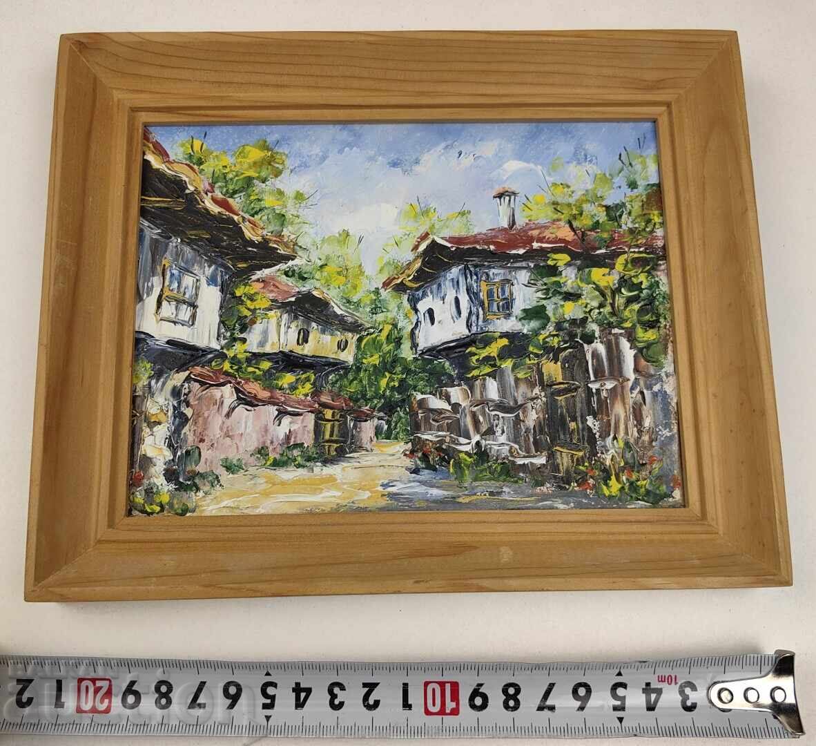 Malka risuvana maslena kartina, maslo, peĭzazh, ramka - 6