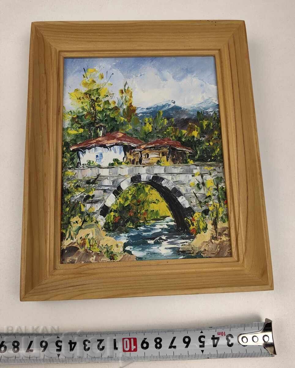 Malka risuvana maslena kartina, maslo, peĭzazh, ramka - 6