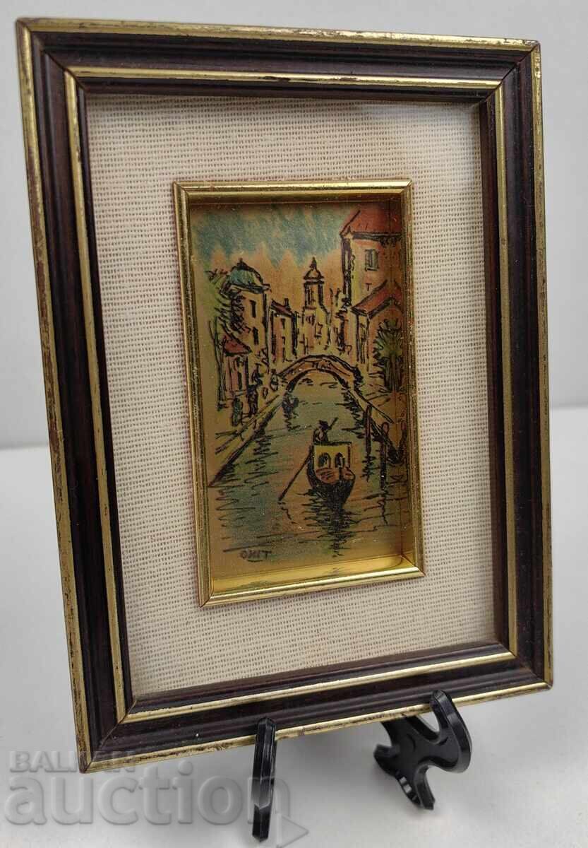 PICTURĂ VENEȚIA GONDOLĂ BARCĂ REPRODUCERE PEISAJ RAMĂ cu preț € 9.00 | 17.60 BGN