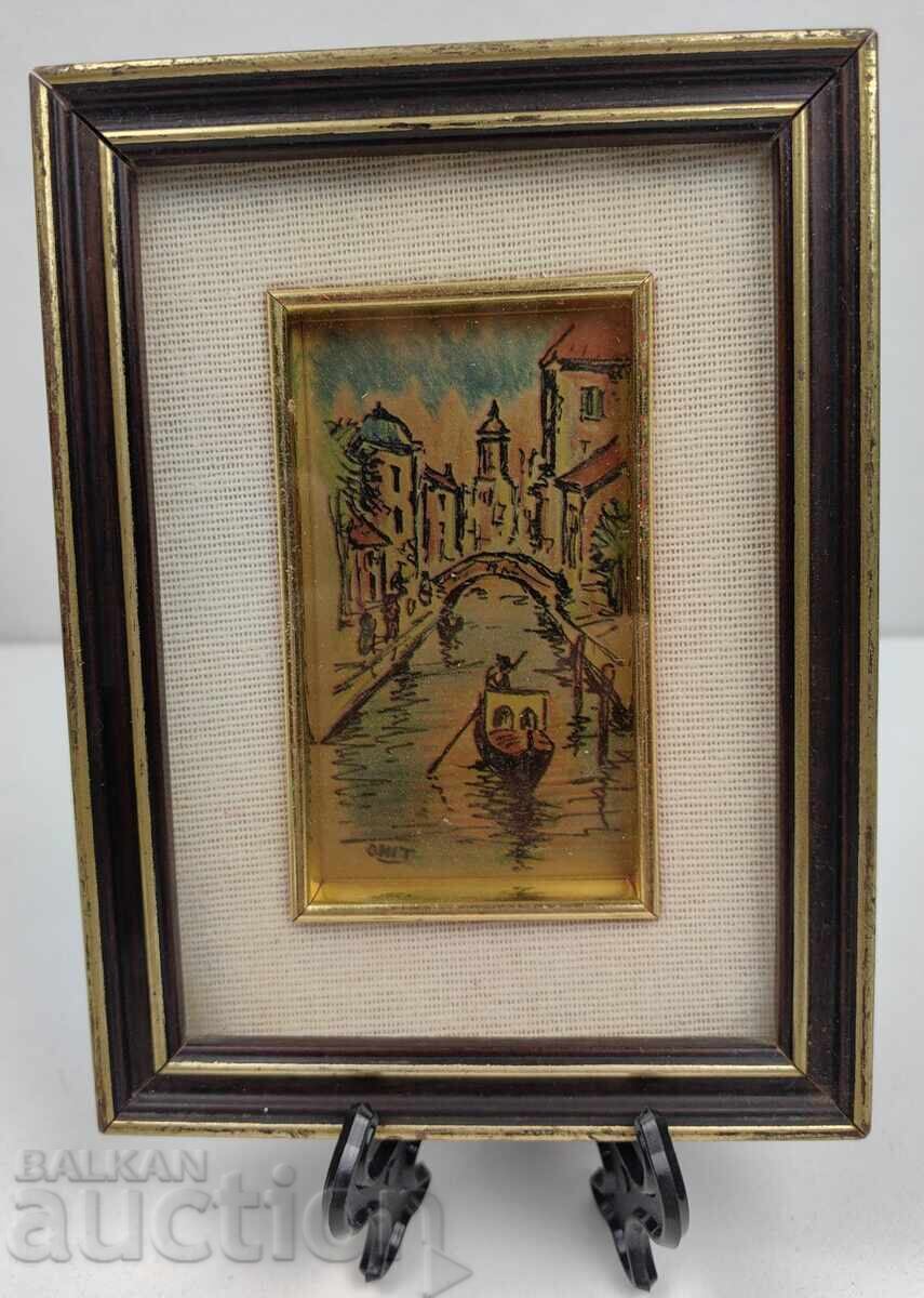 PICTURĂ VENEȚIA GONDOLĂ BARCĂ REPRODUCERE PEISAJ RAMĂ