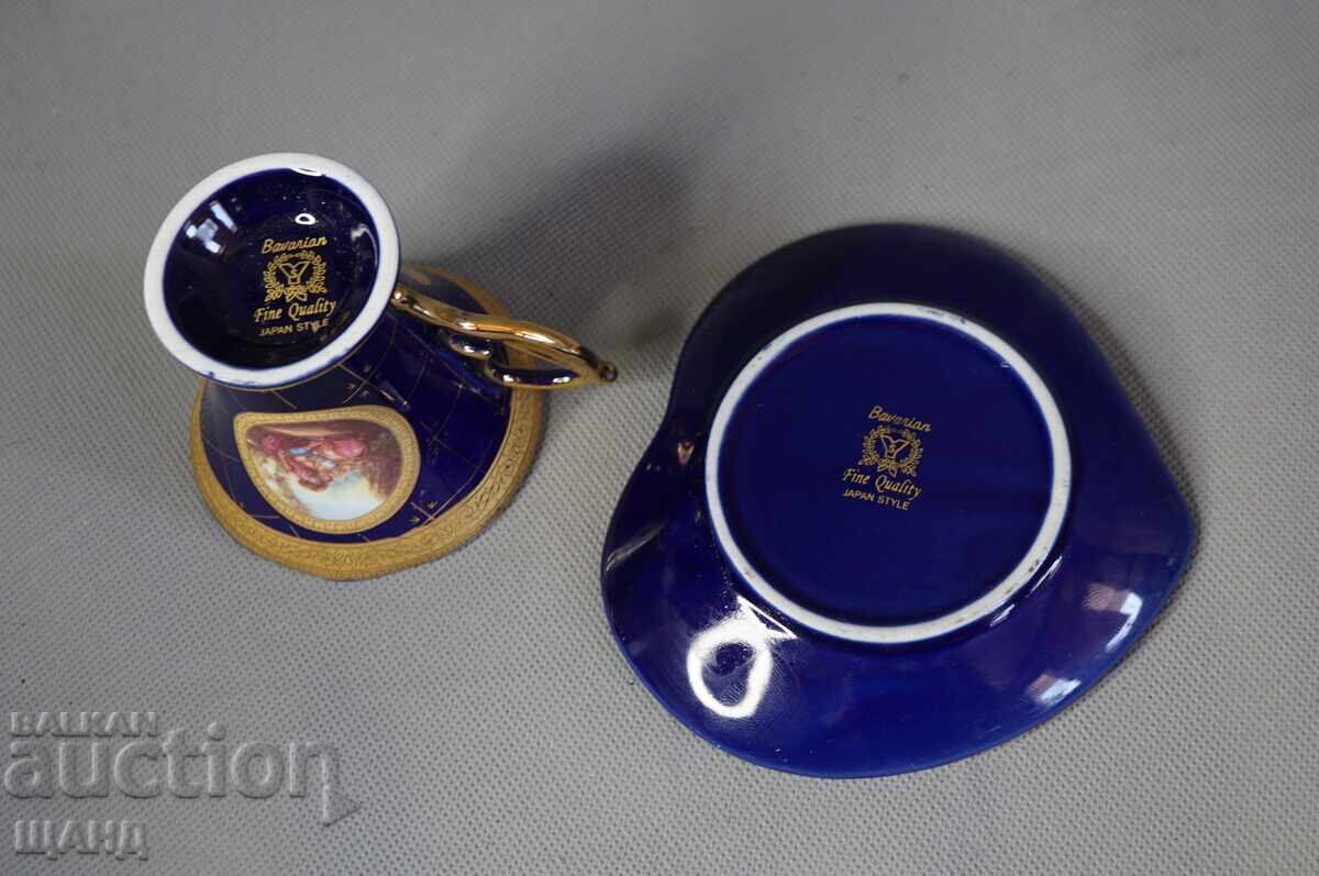 Livrarea BAVARIA STIL JAPONEZ Ceșcuță din porțelan cu farfurie, bordură aurie