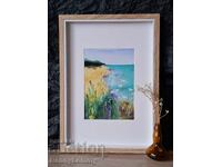 Coastă, pictură pastel, original