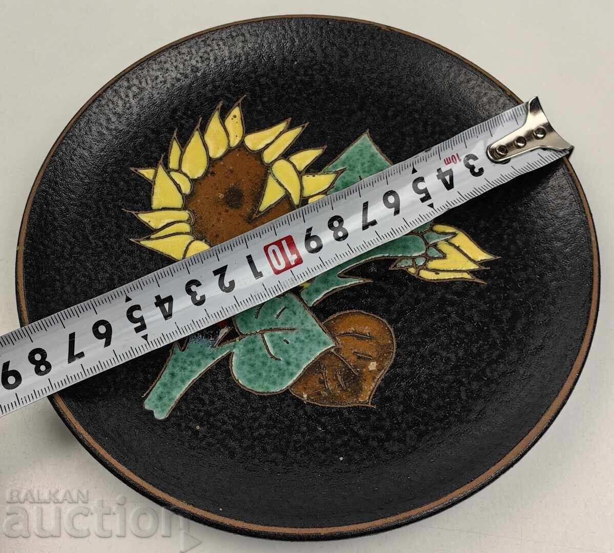 TAVĂ EMAIL FLORI CU SEMNĂTURĂ DE SOARE - 6