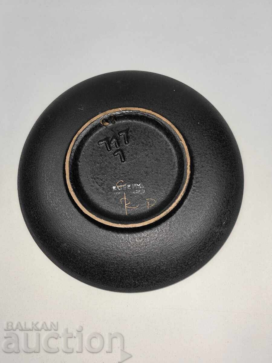 TAVĂ EMAIL FLORI CU SEMNĂTURĂ DE SOARE - 7