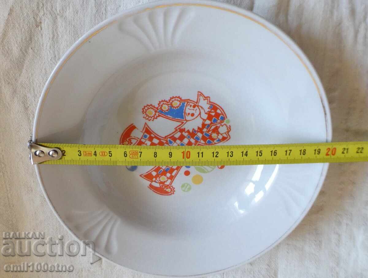 Plates 2 pcs. with children's motifs Clown Circus porcelain Riga USSR - 7