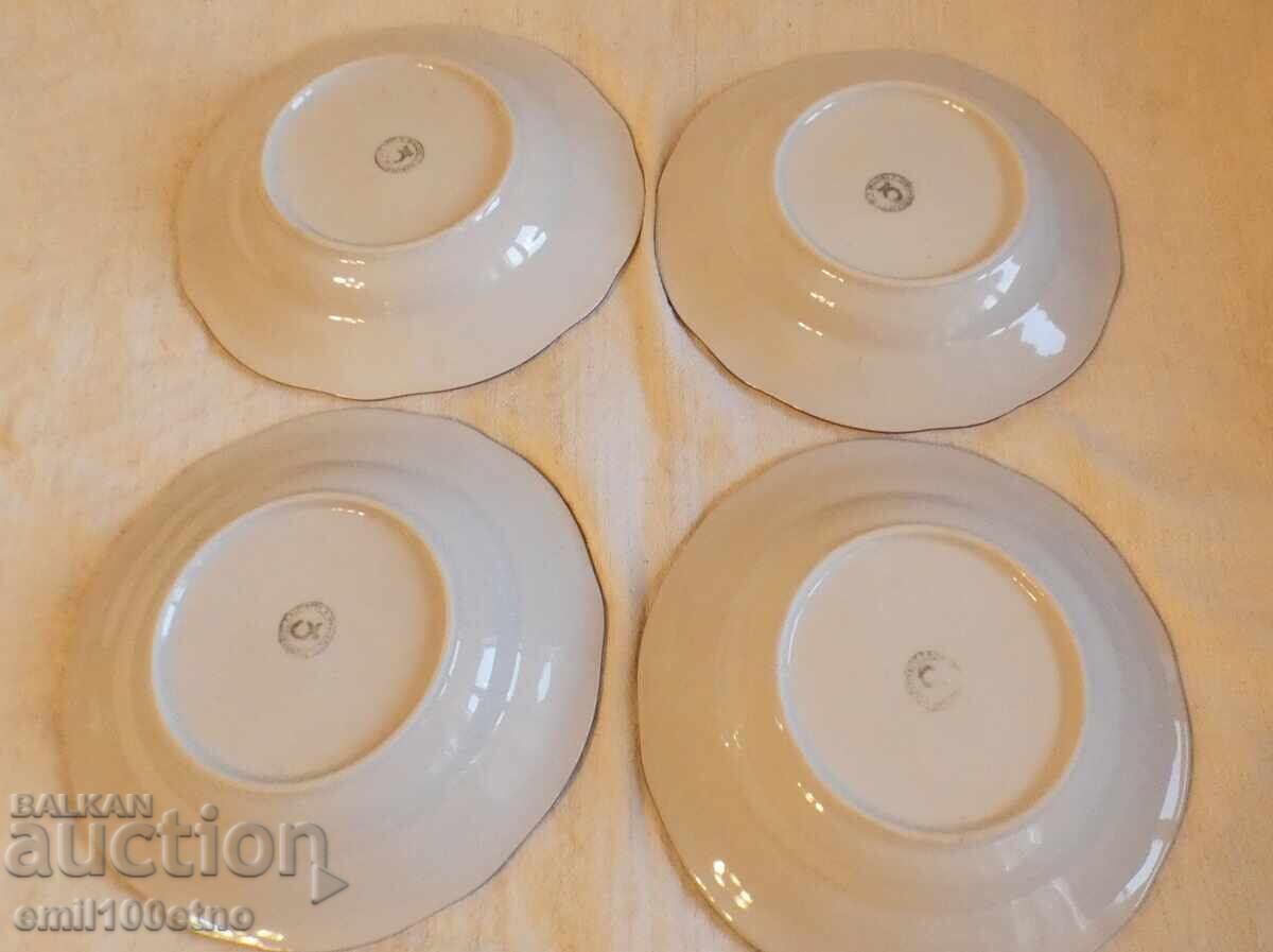 Licitație Farfurii 4 buc. Plevna porțelan vechi bulgăresc D. Stefanov Razgrad